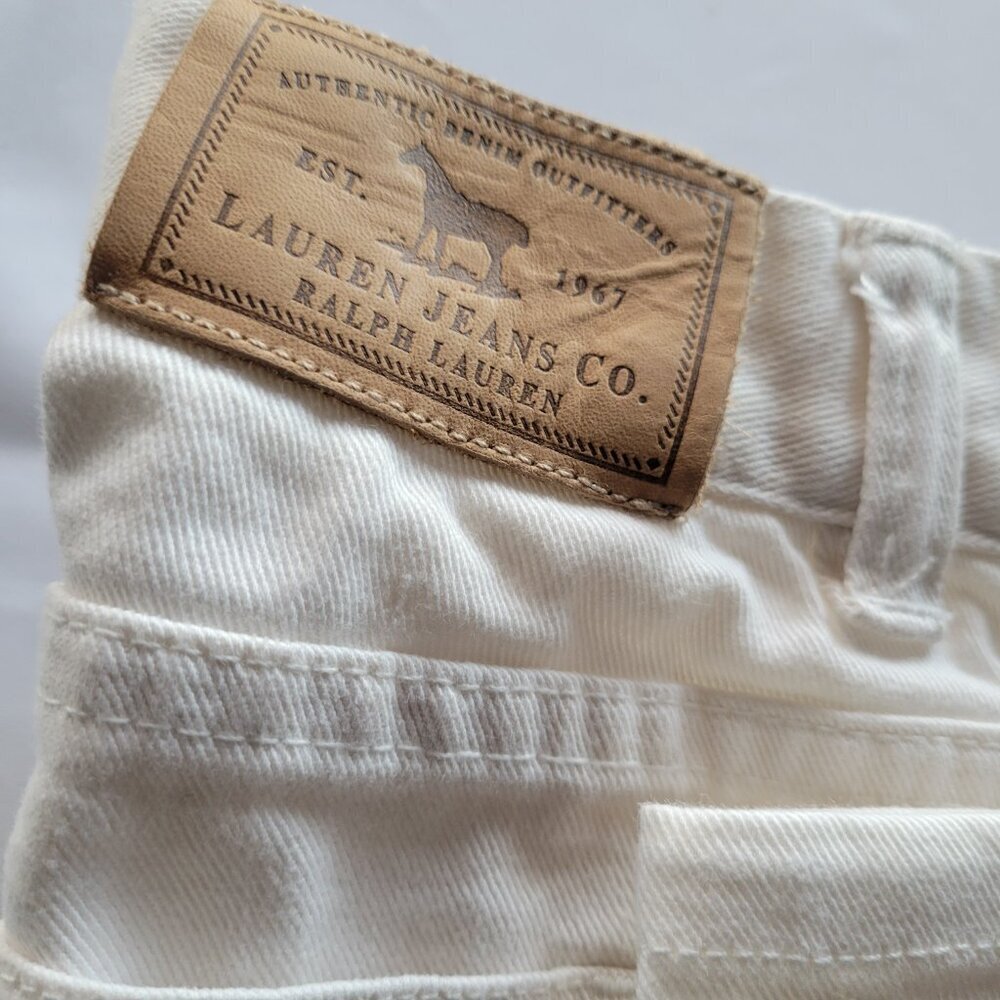 Lauren Ralph Lauren Floral Ivory Bedford Embroidered Stitch Denim Jeans (Size: 1 - Picture 6 of 11